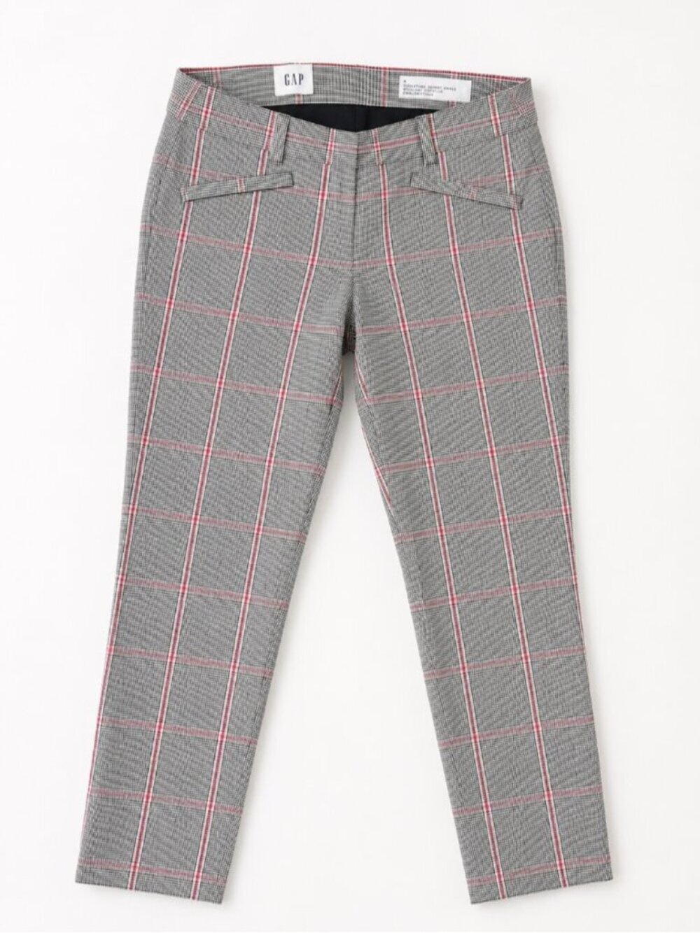 GAP Signature Skinny Ankle Plaid Dress Pants Women's Size 4 Gray Pink Windowpane